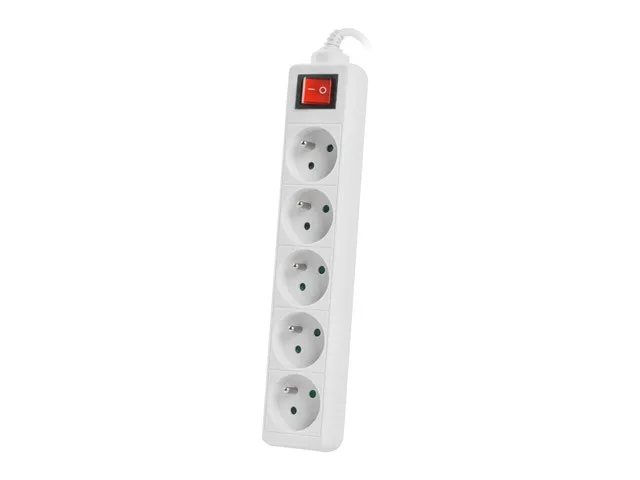 Lanberg Regleta PS1-05E-0150-W con 5 enchufes franceses, 1,5 m, blanco