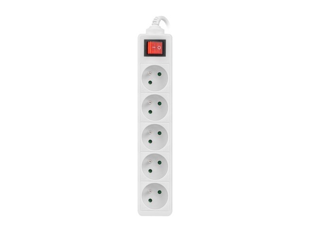Lanberg PS1-05E-0150-W Regleta de 5 Salidas, 1,5 m, Blanco