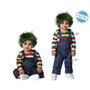 Disfraz de Muñeco Terrorífico para Bebé Niño 6-12 Meses con Camiseta a Rayas y Peto Gris
