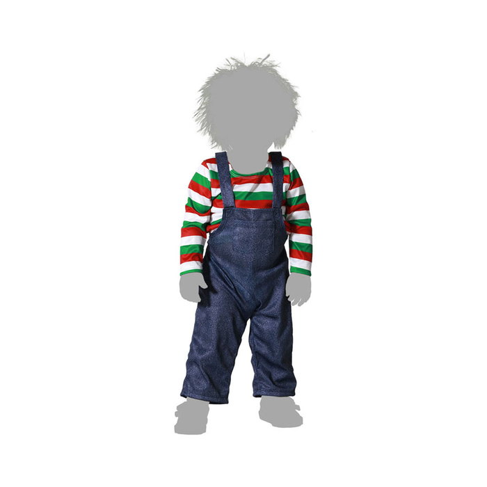 Disfraz de Muñeco Terrorífico para Bebé Niño 6-12 Meses con Camiseta a Rayas y Peto Gris Disfraz de Muñeco Terrorífico para Bebé Niño 6-12 Meses con Camiseta a Rayas y Peto Gris