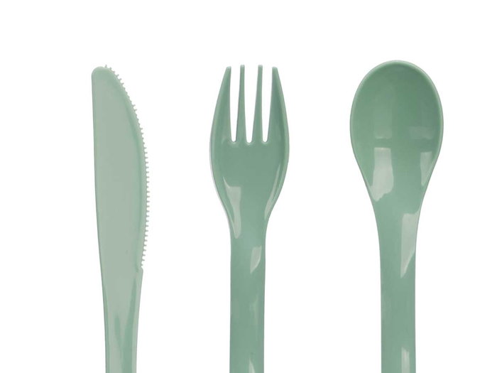 LEKNES Set de 4 Piezas de Cubiertos para Picnic Verde