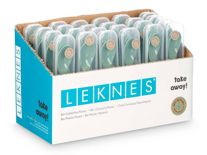 LEKNES Set de 4 Piezas de Cubiertos para Picnic Verde