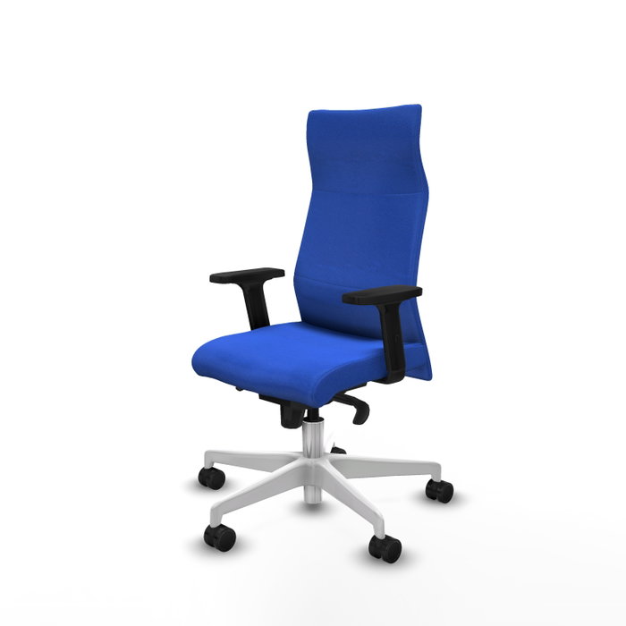 PIQUERAS Y CRESPO Sillón Albacete con Mecanismo Sincro, Tela Azul y Base Blanca