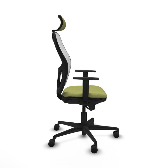 PIQUERAS Y CRESPO Silla de oficina Jorquera con mecanismo Sincro, Tela Verde oliva y Malla Blanco