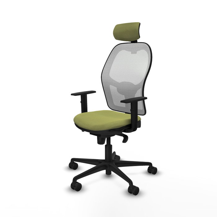 PIQUERAS Y CRESPO Silla de oficina Jorquera con mecanismo Sincro, Tela Verde oliva y Malla Blanco