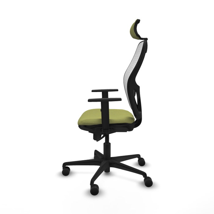 PIQUERAS Y CRESPO Silla de oficina Jorquera con mecanismo Sincro, Tela Verde oliva y Malla Blanco
