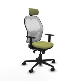 PIQUERAS Y CRESPO Silla de oficina Jorquera con mecanismo Sincro, Tela Verde oliva y Malla Blanco