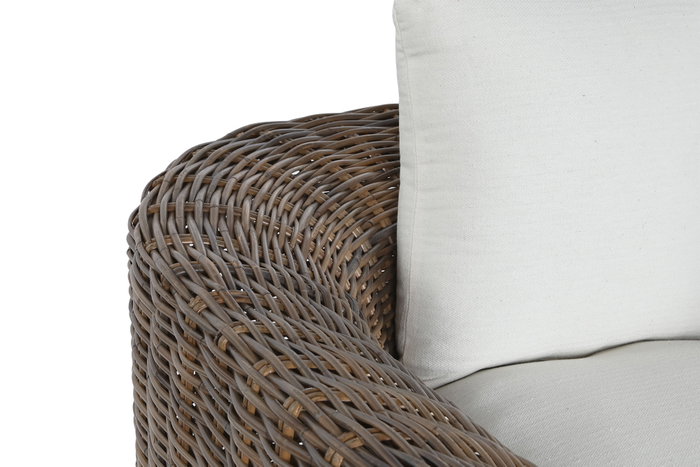 DKD Home Decor Fibre outdoor 23 Sillón Ratán Natural Marrón Oscuro con Cojines Algodón 78x68x100 cm