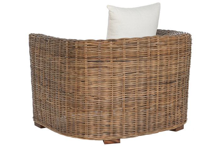 DKD Home Decor Fibre outdoor 23 Sillón Ratán Natural Marrón Oscuro con Cojines Algodón 78x68x100 cm
