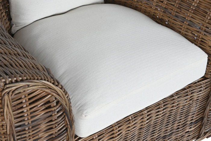 DKD Home Decor Fibre outdoor 23 Sillón Ratán Natural Marrón Oscuro con Cojines Algodón 78x68x100 cm