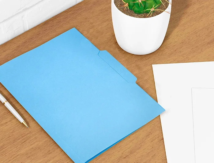 Liderpapel Subcarpeta de cartulina con pestaña central azul Folio