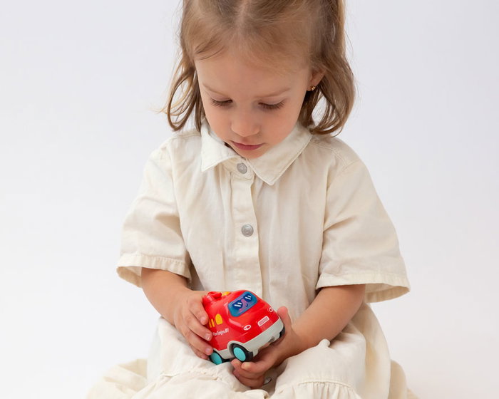 KioKids Camión de Bomberos de Juguete con Luz y Sonido Rojo para Bebés +12 Meses