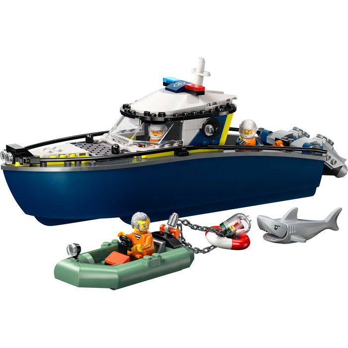 LEGO 60456 City - Set de Construcción de Juguete Persecución en Barco de Policía con Bote, Figuras y Tiburón, para Niños +6 Años