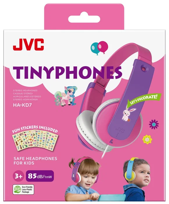 JVC HA-KD7 Auriculares Diadema Alámbricos Infantiles Color Rosa/Púrpura, Conector 3.5 mm, Para Música