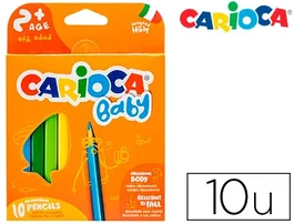 Carioca Lápices de Colores Baby 2 Años Caja de 10 Colores Surtidos Madera Triangular