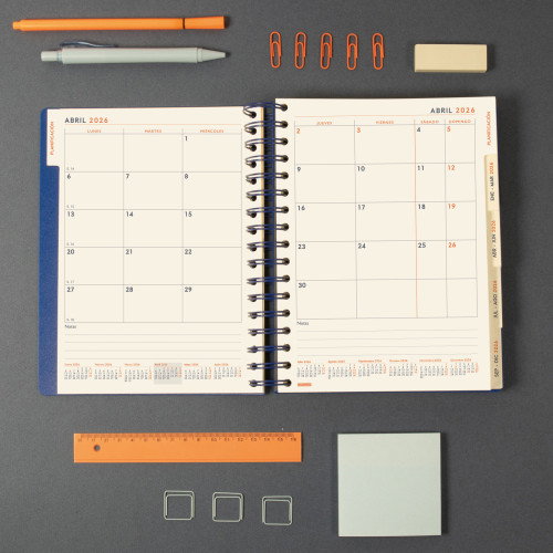 Finocam Agenda Espiral Tempus 4º-155x217 mm 1Dp Tapa Extradura PP Azul 2026