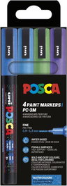 POSCA Marcador de Pintura No Permanente Colores Fríos con Purpurina Estuche de 4