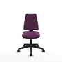 Silla de oficina Elche con mecanismo Contacto permanente básico tapizada con Similpiel color Morado. Equipada con Base piramidal negra, Sin brazos y Ruedas 65mm nailon