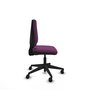 Silla de oficina Elche con mecanismo Contacto permanente básico tapizada con Similpiel color Morado. Equipada con Base piramidal negra, Sin brazos y Ruedas 65mm nailon