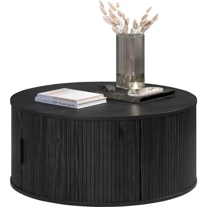 Trendteam Mesa de Centro Redonda MDF Negra Essential 80 cm
