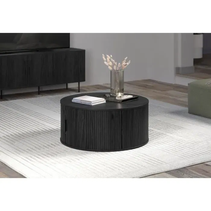 Trendteam Mesa de Centro Redonda MDF Negra Essential 80 cm