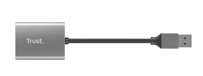Trust Lector de Tarjetas Dalyx Fast USB 3.2 Gen 1 para SD y microSD, Carcasa de Aluminio, Velocidad hasta 104 MB/s, Incluye Cable Corto - 013R00587