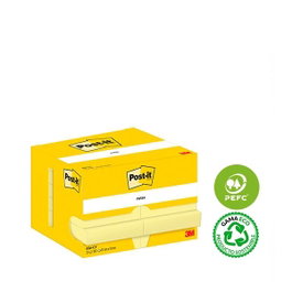 Post-It Pack 12 Blocs de Notas Adhesivas 51x76mm Amarillo, 100 Hojas cada uno