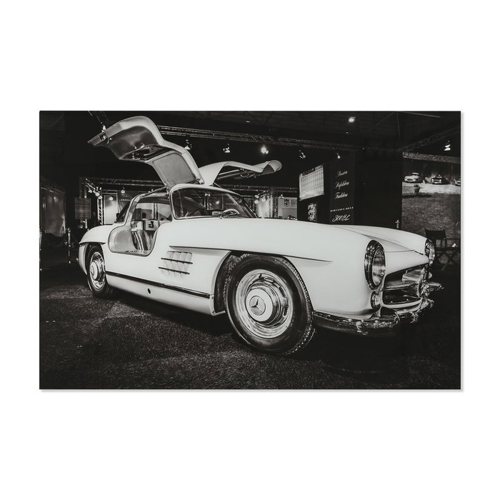 DKD Home Decor Cuadro de Cristal Templado Coche Blanco y Negro 120x80 cm