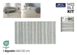 Moblekit Alfombra de Algodón 65x120 cm Beige-Blanco