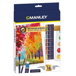 Manley Set de Pintura Acrílica de 16 Piezas Colores Surtidos