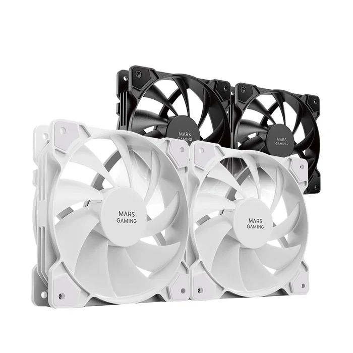 Mars Gaming Kit de 2 Ventiladores para PC MFPROX2W - 120mm, FDB, Silenciosos (12dB), Conexión 3/4 Pines, Color Blanco