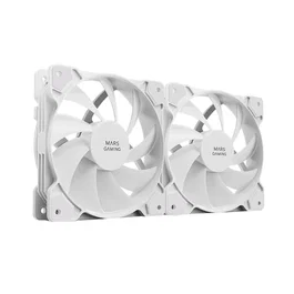 Mars Gaming Kit de 2 Ventiladores para PC MFPROX2W - 120mm, FDB, Silenciosos (12dB), Conexión 3/4 Pines, Color Blanco