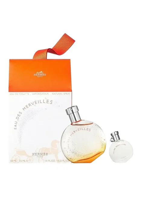 Hermes Set Eau des Merveilles Eau De Toilette para mujer de 50 ml y miniatura de 7.5 ml Hermes Set Eau des Merveilles Eau De Toilette para mujer de 50 ml y miniatura de 7.5 ml