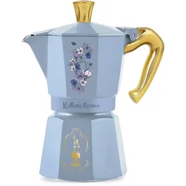 Bialetti Cafetera Italiana Moka Express 6 Tazas 250 ml Colección Birdgerton Azul Flores