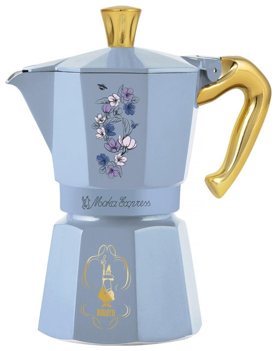 Bialetti Moka Express Colección Birdgerton - 6 tazas - 250 ml - Azul / Flores Bialetti Moka Express Colección Birdgerton - 6 tazas - 250 ml - Azul / Flores