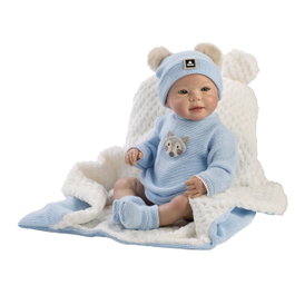 Muñecas Guca Muñeco Reborn Héctor 46 cm Bebé con Pintura Realista y Pelele Azul
