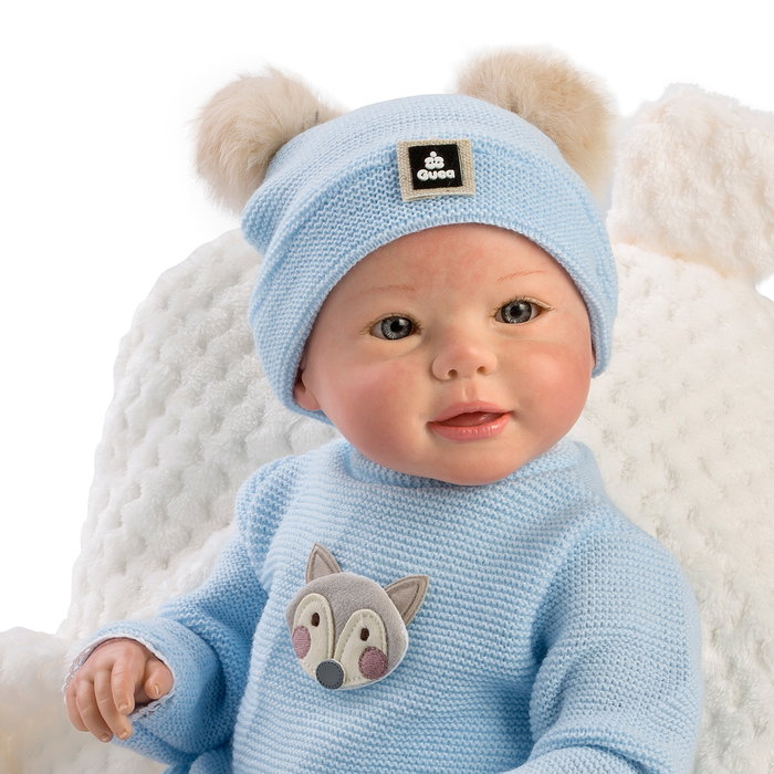 Muñecas Guca Muñeco Reborn Héctor 46 cm Bebé con Pintura Realista y Pelele Azul