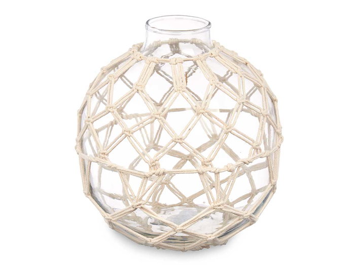 Giftdecor Esfera Vidrio Cuerda Blanca Mediana 18 cm x 20 cm x 18 cm (Set de 6)