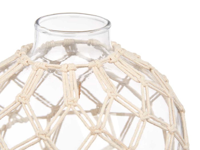Giftdecor Esfera Vidrio Cuerda Blanca Mediana 18 cm x 20 cm x 18 cm (Set de 6)
