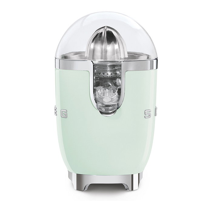 Smeg CJF11PGEU Exprimidor de Cítricos, Verde Pastel, 1 Velocidad, Función Antigoteo, Potencia 70 W, Exprimidor Manual de Acero Inoxidable y Plástico