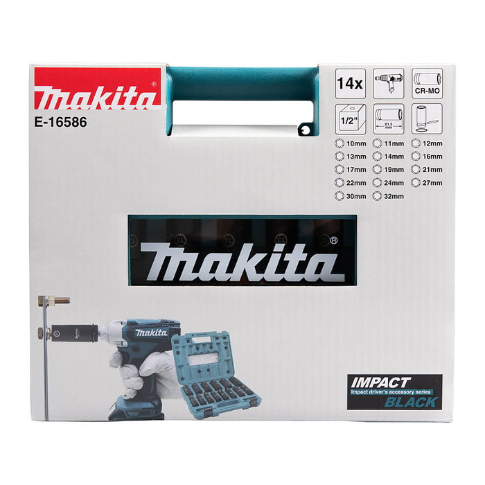 Makita Juego de llaves de impacto de 14 piezas 1/2 pulg. Impact Black Makita Juego de llaves de impacto de 14 piezas 1/2 pulg. Impact Black