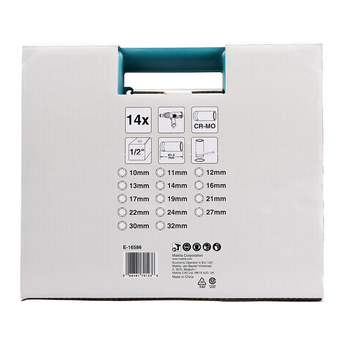 Makita Juego de llaves de impacto de 14 piezas 1/2 pulg. Impact Black Makita Juego de llaves de impacto de 14 piezas 1/2 pulg. Impact Black