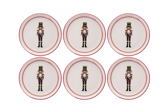 Hermia Ylbtat7 Juego de Platos de Postre Navideños de Porcelana, 6 Piezas