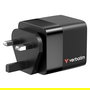 Verbatim Cargador GaN 65W con Cable Retráctil, 2 Puertos (USB-C/USB-A), Quick Charge 3.0, USB-PD 3.0, Compatible con Enchufes EU/UK/US, Negro