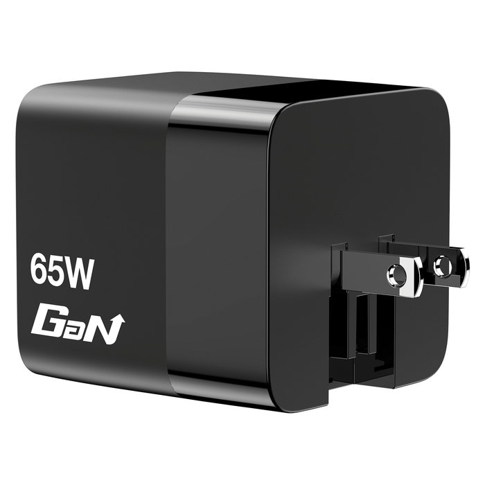 Verbatim Cargador GaN 65W con Cable Retráctil, 2 Puertos (USB-C/USB-A), Quick Charge 3.0, USB-PD 3.0, Compatible con Enchufes EU/UK/US, Negro