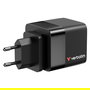 Verbatim Cargador GaN 65W con Cable Retráctil, 2 Puertos (USB-C/USB-A), Quick Charge 3.0, USB-PD 3.0, Compatible con Enchufes EU/UK/US, Negro