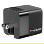 Verbatim Cargador GaN 65W con Cable Retráctil, 2 Puertos (USB-C/USB-A), Quick Charge 3.0, USB-PD 3.0, Compatible con Enchufes EU/UK/US, Negro