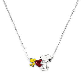 PEERS HARDY Colgante Snoopy Peanuts Corazón de Snoopy y Woodstock con Cadena