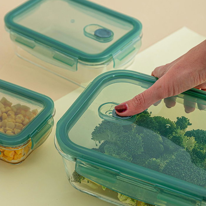 Set 3 Recipientes Herméticos Vidrio Minimal Quid 1800 mL-800 mL-330 mL