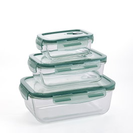Set 3 Recipientes Herméticos Vidrio Minimal Quid 1800 mL-800 mL-330 mL